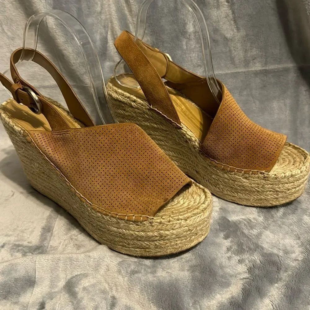 Marc Fisher Mlandela Suede and Raffia Platforms